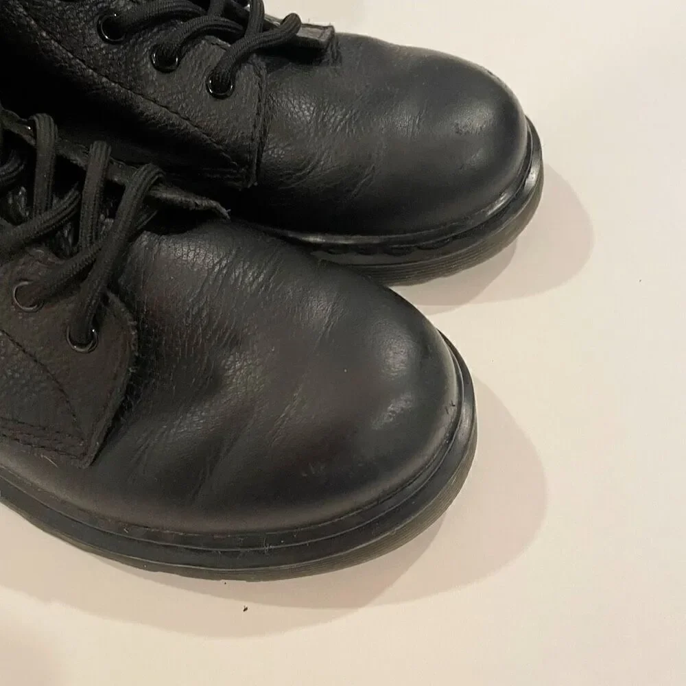 Dr Martens kids 1460 Pascal Mono Boots Black Leather Size 4 Punk Alternative